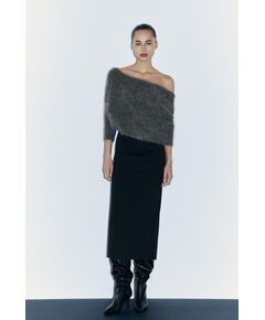 Zara   alpaca blend asymmetric knit bolero jumper cape , Цвет: Серый, Размер: L