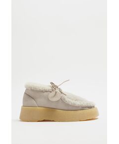 Zara Ботинки clarks® x zara из натуральной кожи с замшевой отделкой и деталями под мех овцы, Цвет: Коричневый, Размер: 35