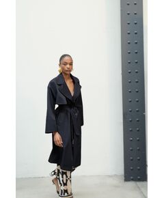 Zara Пальто с поясом и двойной застежкой на пуговицах , Цвет: Синий, Размер: L