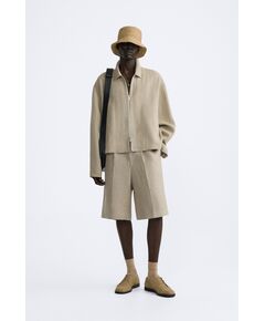 Zara Куртка из льняной смеси - лимитированная коллекция , Цвет: Бежевый, Размер: M (US M)