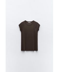 Zara Футболка из 100% хлопка, Цвет: Коричневый, Размер: XS