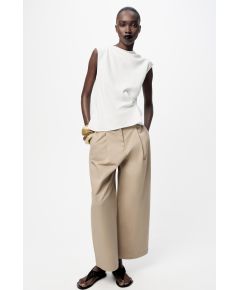 Zara Топ из драпированного крепа коллекции zw, Цвет: Бежевый, Размер: S