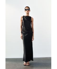Zara Топ из атласа с драпировкой , Цвет: Черный, Размер: S