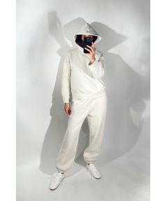 Zara Худи с длинными рукавами из хлопкового смесового материала, Цвет: Бежевый, Размер: XL