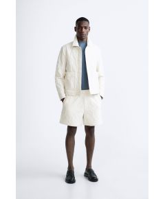 Zara Шорты "бермуды" с геометрическим принтом из жаккарда , Цвет: Бежевый, Размер: XL