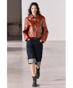 Zara Эффект старения кожи ботинок до щиколотки , Цвет: Черный, Размер: 35