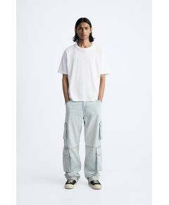 Zara Джинсы утилитарного стиля с карманами , Цвет: Синий, Размер: EU 36 (US 29)