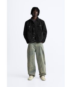 Zara Джинсовая куртка с потертостями , Цвет: Черный, Размер: XXL (US XXL)