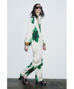 Zara Зара женская коллекция пижамные брюки с печатью zw collection , Цвет: multicolor, Размер: S
