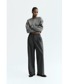 Zara Длинные защипанные брюки , Цвет: Серый, Размер: XL