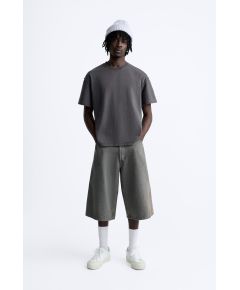 Zara Расплывчатая футболка с эффектом потертости в обратном порядке , Цвет: Серый, Размер: XL (US XL)