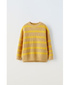 Zara Полосатый вязаный свитер , Цвет: Жёлтый, Размер: 6-7 лет (120 см)