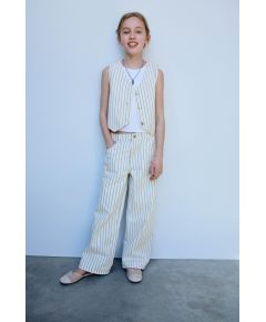 Zara Полосатый джинсовый жилет на пуговицах , Цвет: С принтом, Размер: 9-10 лет (140 см)