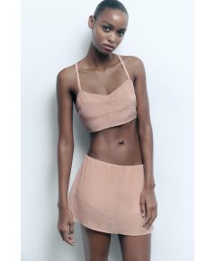 Zara полупрозрачный бюстгальтер с отделкой, Цвет: Розовый, Размер: M