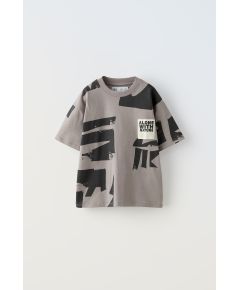 Zara Футболка с биркой нашивкой , Цвет: Серый, Размер: 6-7 лет (120 см)