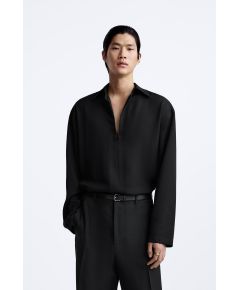 Zara поло-рубашка с открытием, Цвет: Черный, Размер: XL (US XL)
