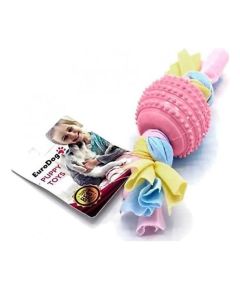 EuroDog Puppy Toys Зубная щетка-игрушка в виде шара для щенков, розовая, 17 см