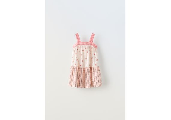 Zara Платье с контрастным принтом , Цвет: Красный, Размер: 1½ лет (86 см)