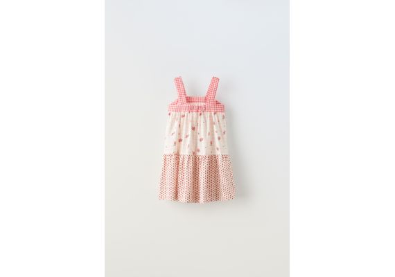 Zara Платье с контрастным принтом , Цвет: Красный, Размер: 1½ лет (86 см), изображение 2