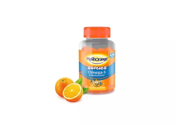 Haliborange Softies Omega-3 и Multivitamin, 60 жевательных конфет со вкусом апельсина