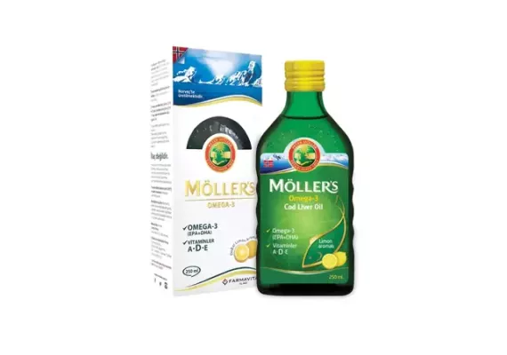 Möller's Omega 3, пищевая добавка со  вкусом лимона, 250 мл