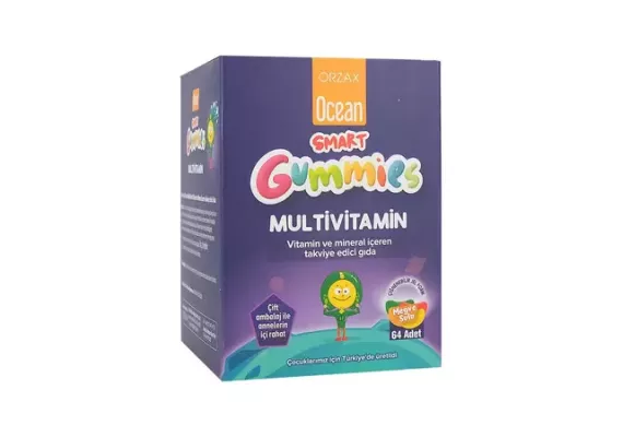 Orzax Ocean Smart Gumies Multivitamin Fruit Juicy, пищевая добавка для детей 64 жевательные конфеты.